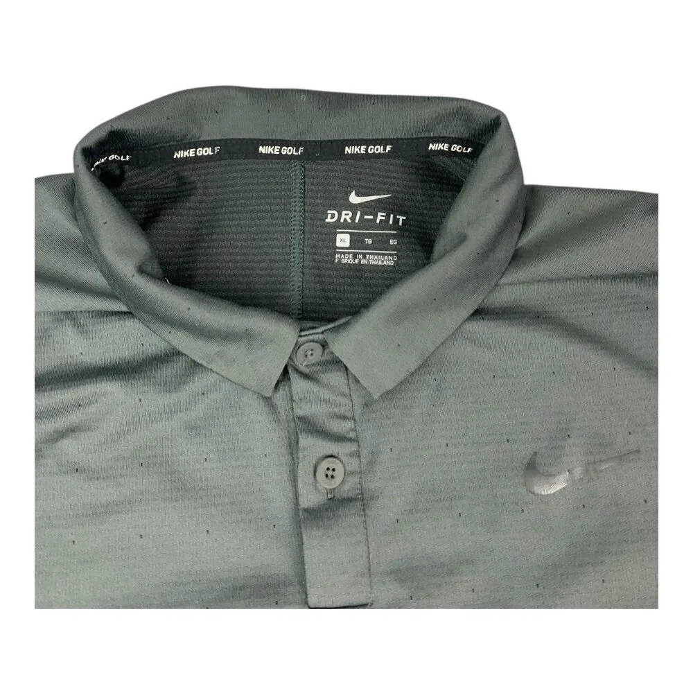 Nike Golf Dri Fit Polo Shirt, Short Sleeves, Gray Polka Dot, Men's Size XL